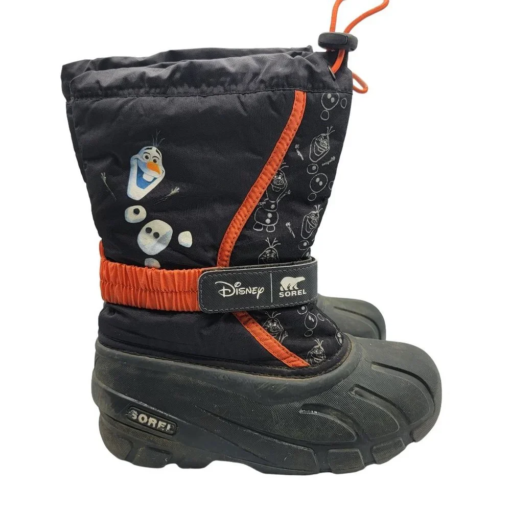 Disney Sorel Flurry Frozen 2 Snow Outdoor Boots Boys 2 Black Orange LY3668-010
